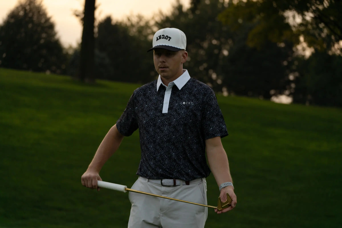 Walking off the green with a Lucky club