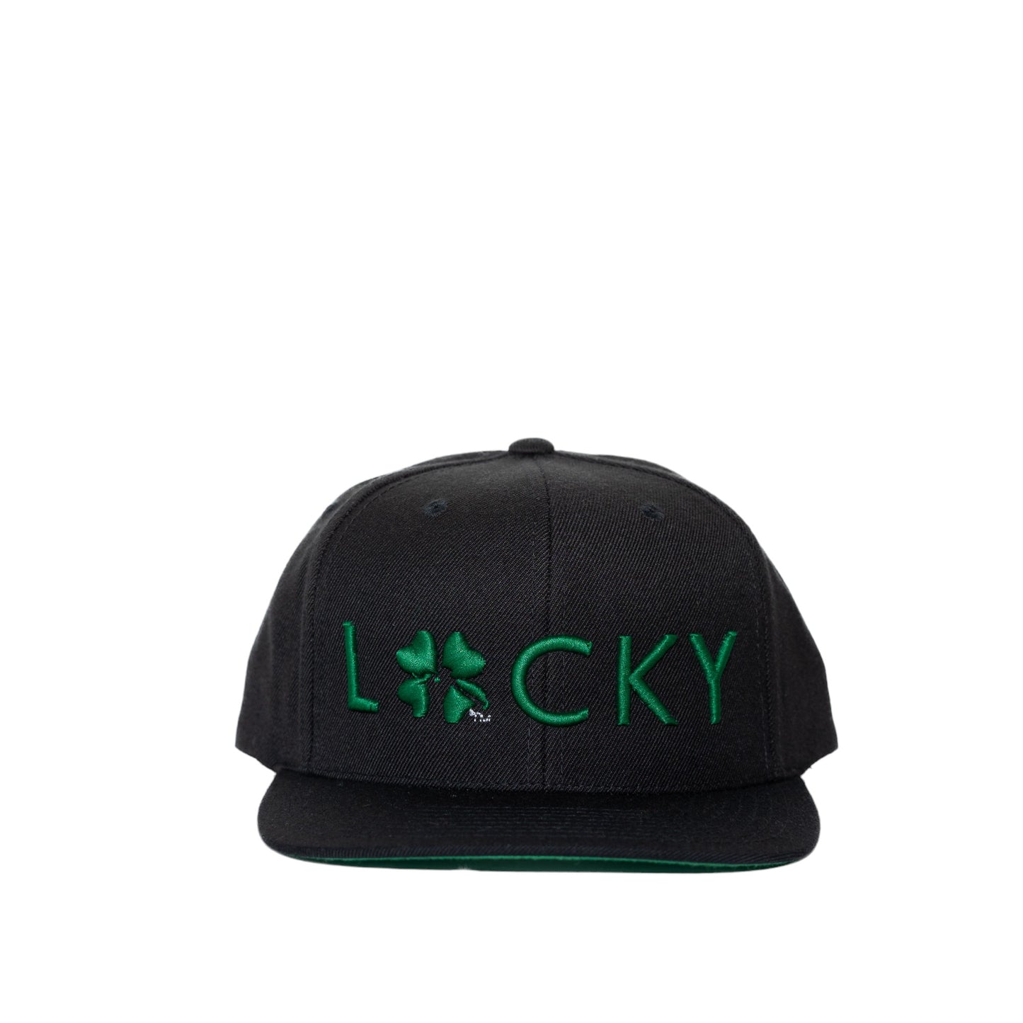 Lucky Golf Embroidered Hat- Flat Bill (Black)